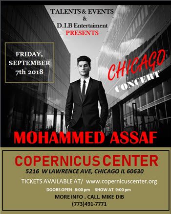 Mohammed Assaf Concert in Chicago, Mohammed Assaf in Chicago, live concerts in Chicago, Palestinian music concert, Copernicus Center