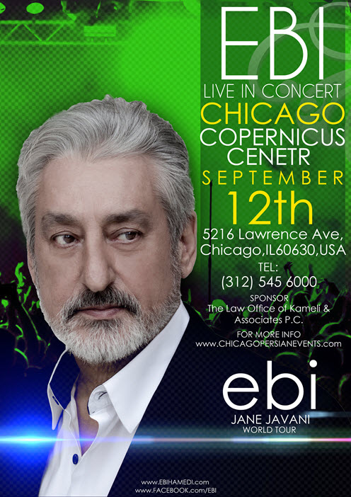 Bi Etena, Chicago, Chicago concert, Chicago Events, chicago persian events, Copernicus Center, Ebi, EMH Productions, farsi music, persian concert, pop music
