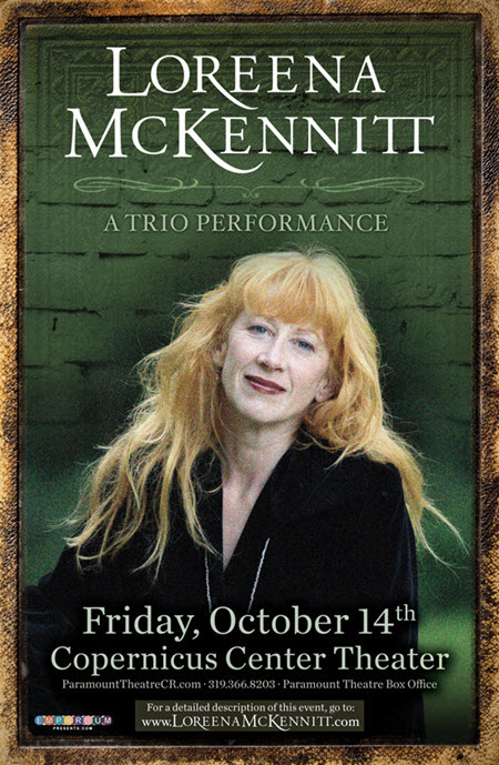 Loreena McKennitt, Loreena McKennitt Tickets, celtic muisc, gaelic music, Chicago events, Trio Performance series, Copernicus Center, Brian Hughes, Caroline Lavelle, 10/14/16, Chicago, October events