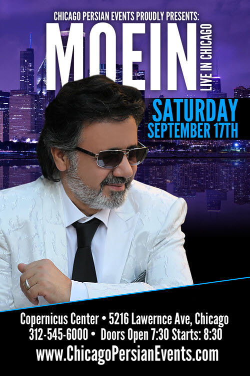 Moein Live in Concert, 8-17-2016, Chicago, Chicago Persian Events, Persian Pop Concert, Moein, Moein Tickets, Iranian events, Copernicus Center